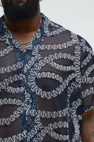 Embroidered Netting Shirt(Navy,S)