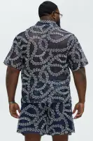 Embroidered Netting Shirt(Navy,S)