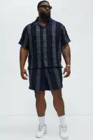 Fray Patchwork Like Shirt(Navy,S)