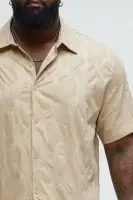 Paving Stone Jacquard Closed Collar Shirt(Tan,S)