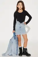 Mini Vivian Fold-Over Waistband Denim Skirt