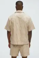 Paving Stone Jacquard Closed Collar Shirt(Tan,S)