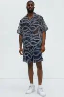 Embroidered Netting Shirt(Navy,S)