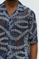 Embroidered Netting Shirt(Navy,S)