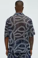 Embroidered Netting Shirt(Navy,S)