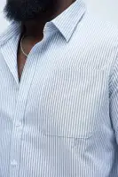 Subtle Stripe Button Up Shirt(Grey/combo,S)