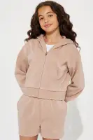 Mini My Favorite Hoodie Short Set- Taupe(Taupe,7/8)