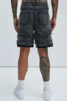 Nice Try Frayed Denim Short(Black Wash,30)