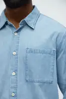 Chambray Long Sleeve Shirt(Light Wash,S)
