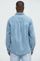 Chambray Long Sleeve Shirt(Light Wash,S)