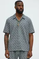 Diamonds Short Sleeve Button Up