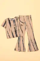 Mini Jazmin Flare Tie Dye Pant Set(Taupe/combo,2)