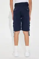 Mini Belted Heavy Poplin Cargo Shorts(Navy,4)
