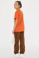 Mini Hustle Is The Game Short Sleeve Tee And Fleece Jogger Pant Set(Orange/combo,8)