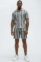 Outpost Zig Zag Short Sleeve Button Down(Grey/combo,S)