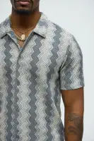 Outpost Zig Zag Short Sleeve Button Down(Grey/combo,S)