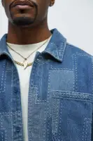 Shibori Faded Long Sleeve Relaxed Shirt(Vintage Blue Wash,S)