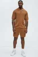Waterfall Texture Open Knit Shirt(Brown,S)