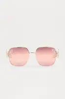 Fluttering Away Square Sunglasses(Pink,OS)