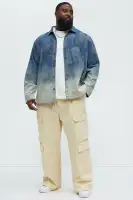 Shibori Faded Long Sleeve Relaxed Shirt(Vintage Blue Wash,S)