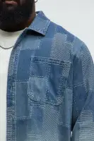 Shibori Faded Long Sleeve Relaxed Shirt(Vintage Blue Wash,S)