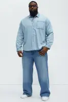 Chambray Long Sleeve Shirt(Light Wash,S)