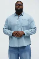 Chambray Long Sleeve Shirt(Light Wash,S)