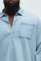 Chambray Long Sleeve Shirt(Light Wash,S)