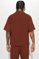 Golden Hour Short Sleeve Button Up(Brown,S)