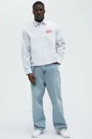 Cropped Saints And Sinners Long Sleeve Button Up(White,S)