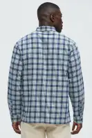 E-Z Plaid Long Sleeve Button Up(Blue/combo,S)
