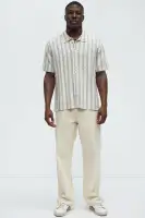 Wavy Stripe Knitted Shirt(Grey/combo,S)