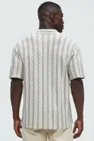 Wavy Stripe Knitted Shirt(Grey/combo,S)