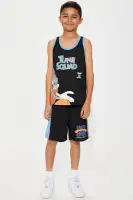 Mini Tune Squad Basketball Jersey Short Set(Black/Blue,4/5)