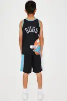 Mini Tune Squad Basketball Jersey Short Set(Black/Blue,4/5)
