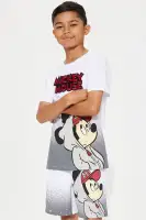 Mini Mickey Dip Dye Embroidered Short Set(White/Black,4/5)