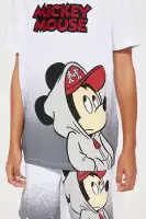 Mini Mickey Dip Dye Embroidered Short Set(White/Black,4/5)