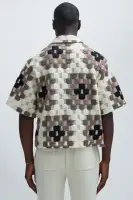 Gaston Jacquard Cropped Shirt(Brown/combo,S)