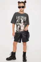 Mini Rebellious Faux Leather Bermuda Short