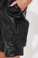 Mini Rebellious Faux Leather Bermuda Short(Black,4/5)