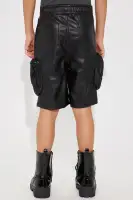 Mini Rebellious Faux Leather Bermuda Short(Black,4/5)