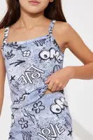 Mini Peace And Love Biker Short Set(Blue/combo,4/5)