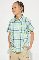 Mini Frankie Plaid Woven Short Set(Green,4)