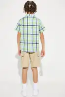Mini Frankie Plaid Woven Short Set(Green,4)