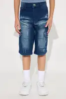 Mini Oliver Cargo Denim Shorts(Dark Wash,8)