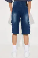Mini Oliver Cargo Denim Shorts(Dark Wash,8)