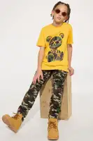 Mini Beary Be Ready Short Sleeve Tee And Twill Pant Set(Camouflage,8)