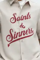 Saints And Sinners Full Button Shirt(Tan,S)