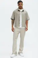 Cropped Elmer Striped Button Up Shirt(Brown,S)