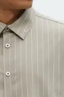 Cropped Elmer Striped Button Up Shirt(Brown,S)